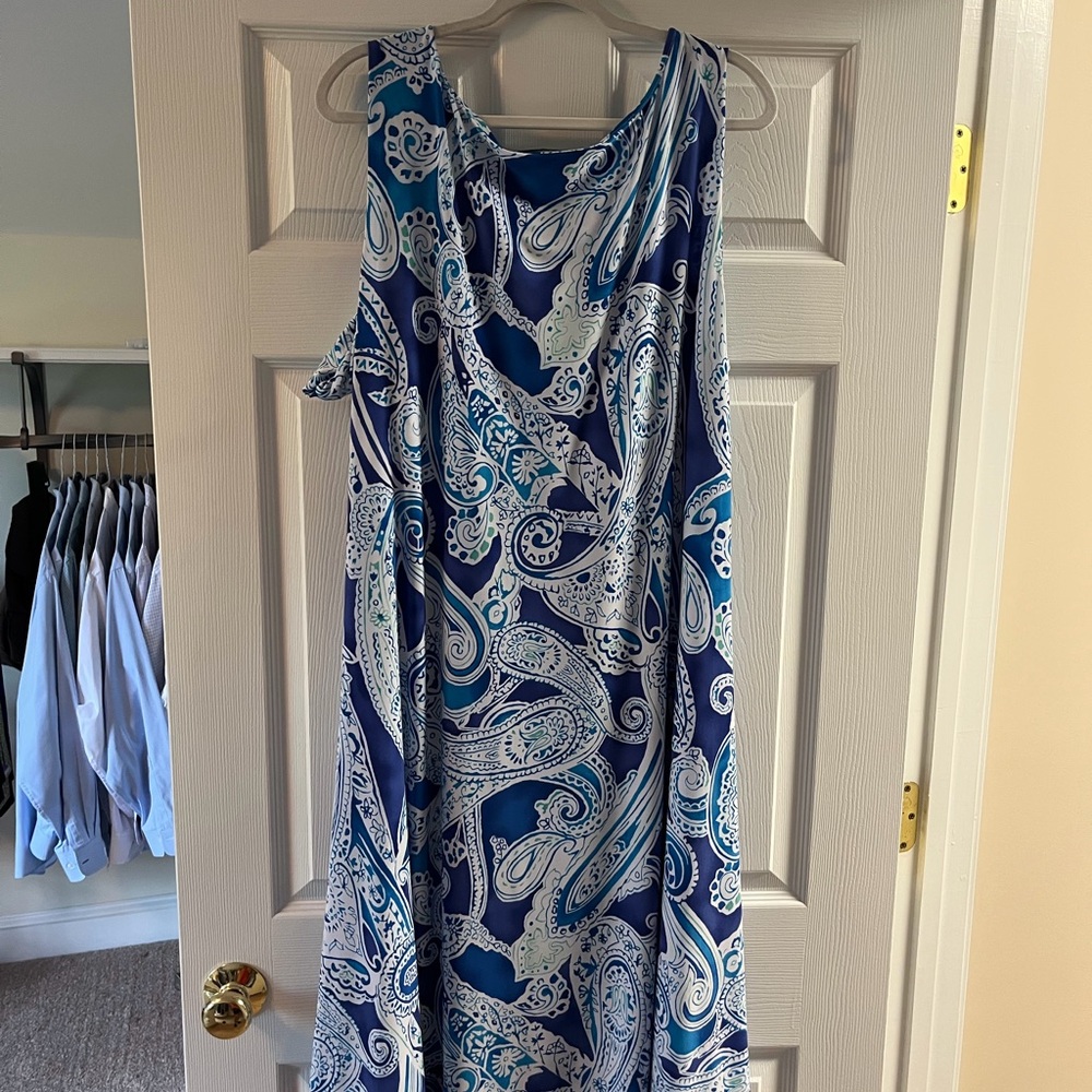 Ralph Lauren Navy and White Paisley Midi Dress - Picture 3 of 3